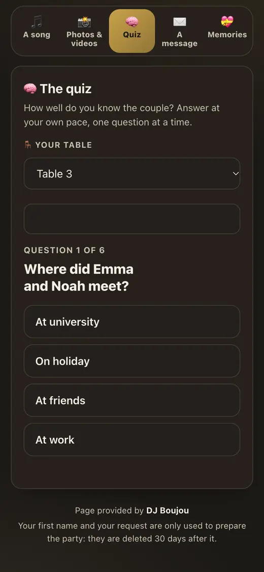 The quiz, question after question