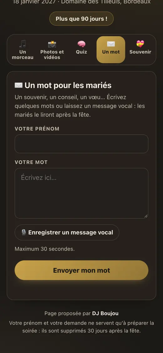 Un petit mot, en texte ou en vocal