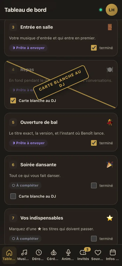Carte blanche : ce moment est laissé au DJ